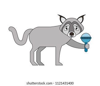 wolf animal with jingle bell isolated icon
