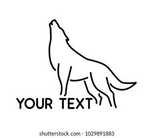 wolf animal line logo design illustration