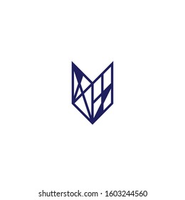 wolf animal logo with an abstract v shape
