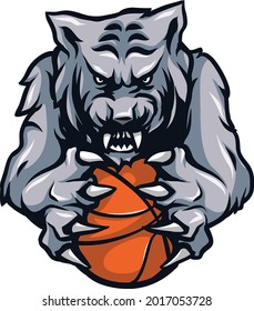 Wolf Animal Logo Mascot Basketball Team Stock Vector (Royalty Free ...