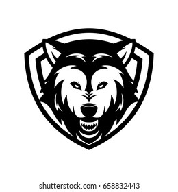 wolf animal mascot head vector illustration logo