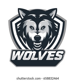 wolf animal mascot head vector illustration logo