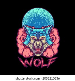 Wolf Animal With Smoke Illustration for your business or merchandise