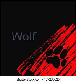 Wolf animal track with name, vector background design