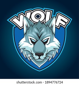 wolf animal wild head character in shield vector illustration design