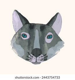 Wolf, Animal wildlife watercolor illustration.