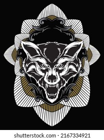 wolf artwork illustration and t shirt design Premium Vector