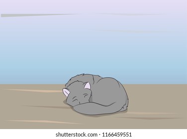 wolf asleep on background nature background, vector