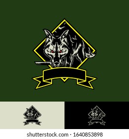 wolf badge logo vector illustration