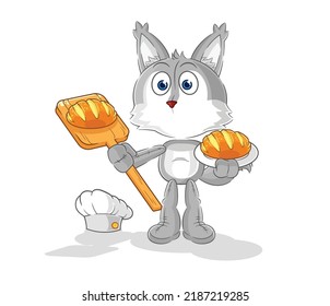 el panadero de lobos con pan. vector de mascota de dibujos animados