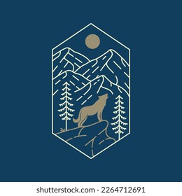 Wolf bellt auf Vollmond im Wald