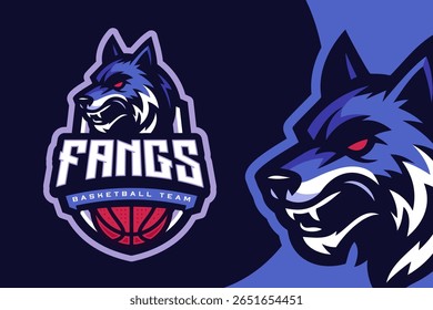 Logotipo do Wolf Basketball Club para Equipe Esportiva e Torneio. E esportes Mascote Logo Ilustração Vetor	