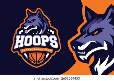 Logotipo do Wolf Basketball Club para Equipe Esportiva e Torneio. E esportes Mascote Logo Ilustração Vetor	