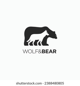 Wolf and bear minimal logo vector icon illustration