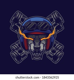 Wolf biker wearing moto helmet mascot illustration design vector file eps10. editable design