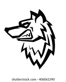 Wolf black head vector on white background