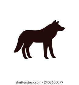 Wolf black silhouette. Outline vector illustration of the dog. Wild animal furry predator of the tundra and taiga. Pet or wild animal isolated on white background