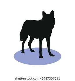 Wolf black silhouette. Vector drawing on a white background.