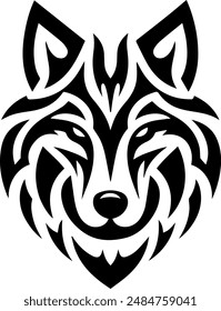 Wolf black and white illustration, for logos, backgrounds and textures