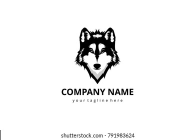 Wolf Black and white mascot logo template