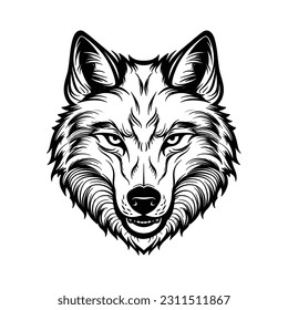 Wolf black and white outline, This stunning piece of digital art brings to life the majestic essence of the wolf in a captivating and minimalist style. The intricate black and white lines intrica