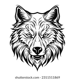 Esbozo negro y blanco lobo, esta impresionante pieza de arte digital le da vida a la majestuosa esencia del lobo en un estilo cautivador y minimalista. La intrincada línea blanca y negra intrica