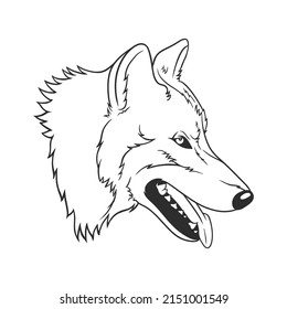 Wolf Black White Vector Line Art Stock Vector (Royalty Free) 2151001549 ...