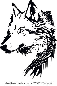 Wolf Black and White Vector tattoo