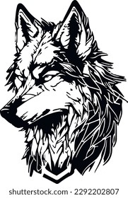 Tatuaje Wolf Black and White Vector
