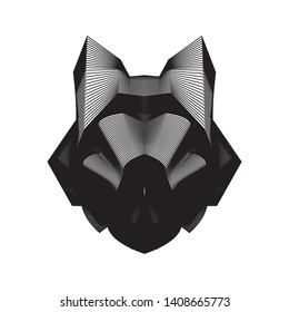 wolf with blend line icon illustration
