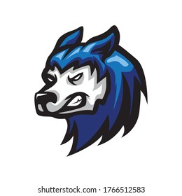 WOLF BLUE HEAD MASCOT LOGO SPORTS