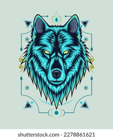 Wolf blue light illustration for your company or brand