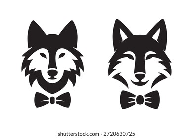 Wolf in Bow Ties Logo Style Silhouettes, Logo design, Fashion Logo