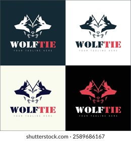 Wolf bowtie executive professional logo set silhouette templates design