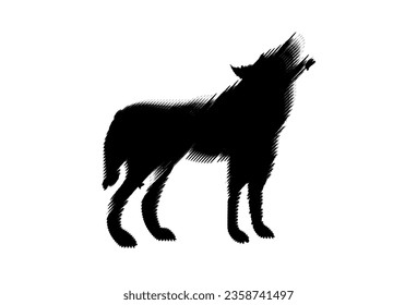 wolf brush art isolated with white background