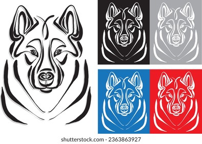 wolf brush stroke design clipart tattoo line art vector illustration