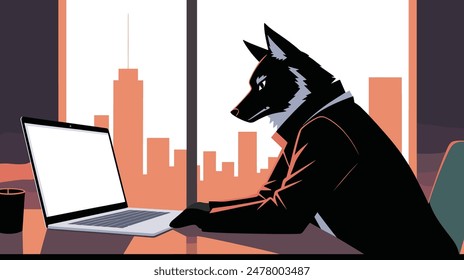 wolf business analytics Vector art style