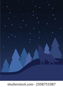 wolf by night howling at the stars 