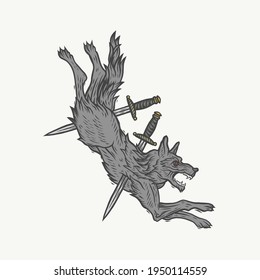 A wolf. Can be used as a sketch of a tattoo.