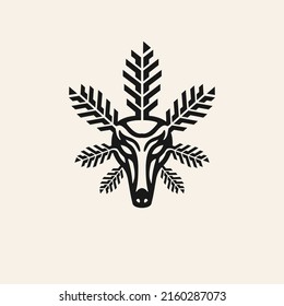 diseño conceptual de lobo con hoja de cannabis