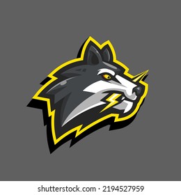 Lobo llevando el logotipo de la mascota para el deporte, el deporte, el juego, el equipo, el club