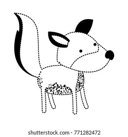 wolf cartoon in black dotted silhouette