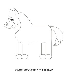 Wolf cartoon, the colorless outlined illustration with thin line black stroke