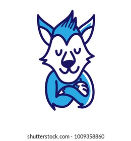 Wolf. Cartoon cool animal illustration. King of the jungle series cartoon.
