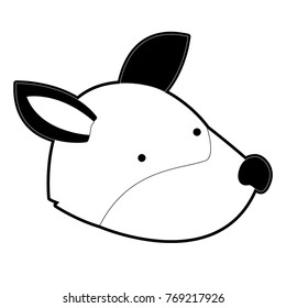 wolf cartoon head in black silhouette with thick contour