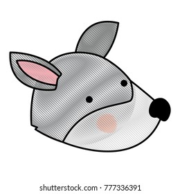 wolf cartoon head in colored crayon silhouette