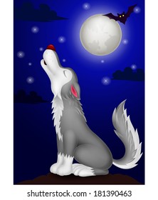 Wolf cartoon howling