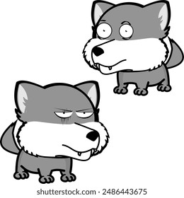 wolf cartoon kawaii expression pack collection in vector format