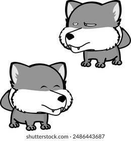 wolf cartoon kawaii expression pack collection in vector format