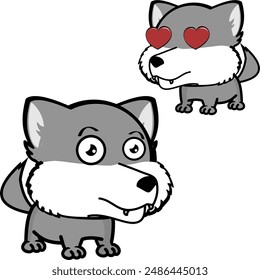 wolf cartoon kawaii expression pack collection in vector format